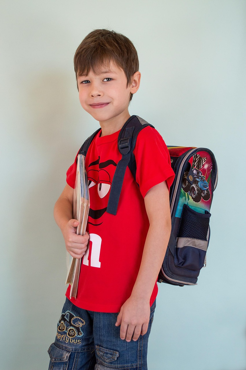 Boy wearing backpack