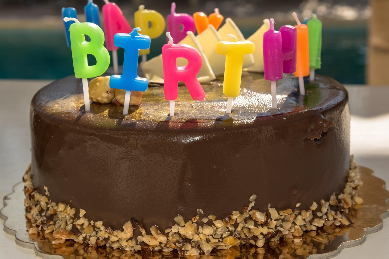 chocolate cake with birthday candles